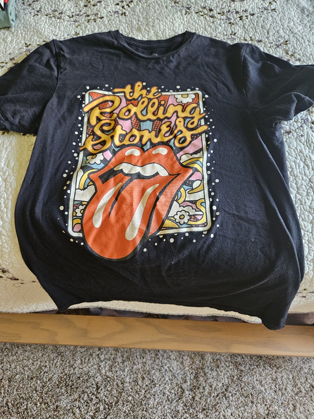 the Rolling Stones Black Graphic Tee with Red Tongue